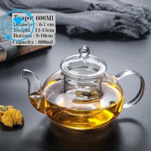 Bình Trà / Ấm Trà Thuỷ Tinh Chịu Nhiệt Kèm Lõi Lọc Trà Thuỷ Tinh 600 Ml Cao Cấp Sang Trong SP918