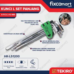 FIXCOMART - Tekiro Kunci L Set Panjang 8 Pcs 2-10 mm / Hex Key Long Set 8pcs