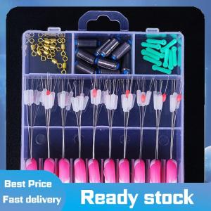 Sports🚴🏻‍♀️ Đóng Hộp Không Gian Đậu 10-Set Kit 7 + 1 Silicone Không Gian Đậu 8-Hình Vòng Không Gian Đậu Combo Kit Câu Cá Thiết Bị