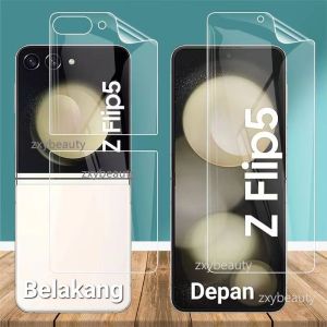 NEW FULLSET CLEAR SAMSUNG Z FLIP5 / FLIP4 / FLIP3 / FLIP2 / FLIP1 HYDROGEL SCREEN GUARD PROTECTOR ANTI GORES GEL JELLY BENING GLOSSY FULL SET COVER PELINDUNG LAYAR DEPAN BELAKANG SAMPING/SIDE FRONT BACK MURAH BARU GALAXY FLIP 5 4 3 2 1 5G ZFLIP