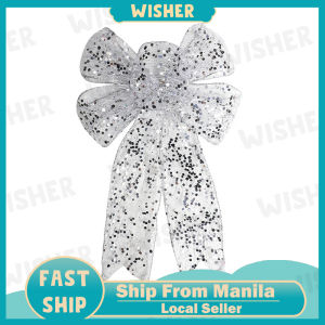 Christmas Ribbon Bows 30*20/30*22cm DIY Mesh Finished Bow Christmas Gold Sequin Decoration