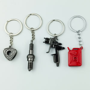 3Pcs Auto Mechanical Parts Keychain Set Rotary Engine Rotor Spark Plug and Oil Can Key Ring for Car Enthusiasts and Mechanics