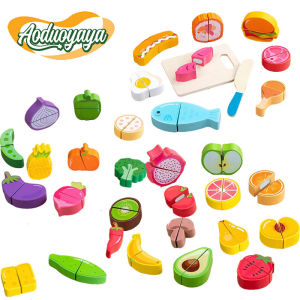 Aoduoyaya Simulation Cutting Fruit Food Game Play Kitchen Accessories Montessori Educational Toys For Kids Wooden Pretend Toy