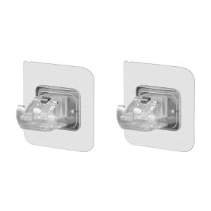 2pcs Nail-Free Curtain Rod Holder Adjustable Clamp Hooks Rod Bracket Holders Adhesive Wall Curtain
