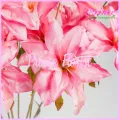 Lily Tangkai Panjang Cabang 3 Bunga Lily Tiger Lili London Heart Palsu Artficial Star Magnolia Kamboja Tanaman Dekorasi Hias Pelamaninan Hiasan Bucket Pojok Ruangan Rumah Cafe Hotel Import Premium Murah Artifisial. 
