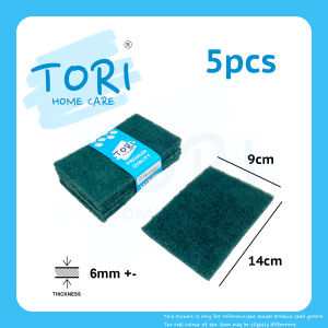 TORI HOME 5pcs Green Scouring Pad | Plate wash pad | Kain Hijau Cuci Pingan | 瓜丝布 | 洗碗青布