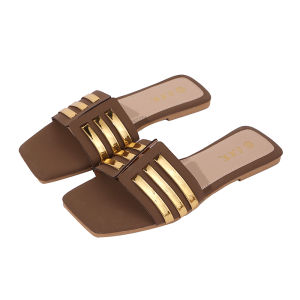 sy.shop Summer new womens flat sandals | Fashionable Womens Summer Flat Slide Sandals Fashionable & Elegant Outdoor Wear Spring Break Easter with Gold Accents SAK-202