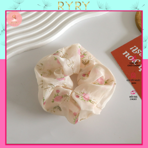 Dây Cột Tóc Scrunchies Bằng Vải Voan Hoa Dễ Thương Cho Nữ
