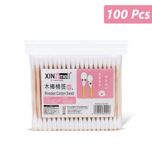 100pcs/Pack Cotton Tip Ear Cleaner Bamboo Stick Handle Cotton Swab Ear Nose Cosmetic Care