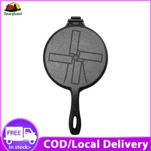 Iron Waffle Maker Pan Non-Stick Waffle Iron Round Waffle Skillet for Stovetop Or Grill