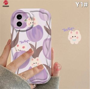 (Lokal Ready) PENGER Casing hp OPPO A17 A17k A16 A16s A54s A16k A16e A12 A5s A7 A11K A1K A57 A77S A53 2020 A3s A12e A33 A31 A52 A92 A54 Reno 8T 4G Reno 5F Casing Tepi Lengkung Bergelombang 3D Bunga Tulip Kelinci Lucu Soft Case Cover