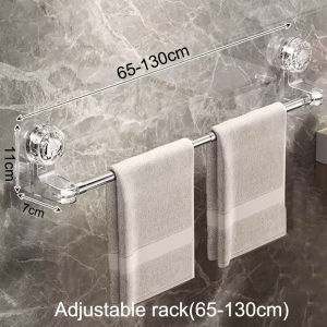 Adjustable Portable and Extendable Suction Cup Rack Household Clothes or Towel Wall Mount Hanging Rack