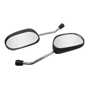 Motorcycle Side Mirror Chrome Stem ABS Plastic Clear Lens Small Mirror(Front/Reverse Teeth)