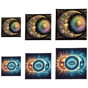 Hoa Mặt Trăng hoạ tiết mặt trời Chiêm Tinh Khăn trải bàn tarots divinations Khăn trải bàn bàn thờ vải divinations trò chơi với bàn cờ phụ kiện