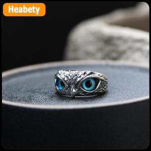 【2-3 ngày giao hàng】 Cổ Điển Động Vật Mở Có Thể Điều Chỉnh Đôi Mắt Màu Xanh Owl Nhẫn Người Đàn Ông Và Phụ Nữ Đồ Trang Sức Bên Quà Tặng