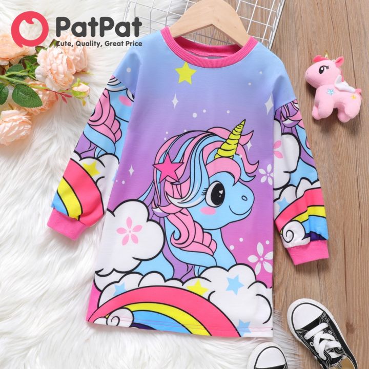 Sweatshirt Baju Sweater Unicorn PatPat Toddler Girl Sweet Unicorn