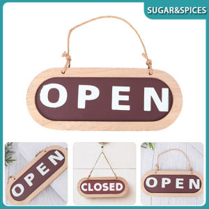 23.7x9.5CM Wooden Open/Closed Hanging Sign Double-sided Business Open Closed Signage Board