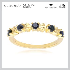 Gemondo แหวนเงินแท้ 925 Sterling Silver ประดับไพลิน (Blue Sapphire) ดีไซน์เกลียวคลื่น : แหวนพลอยผู้หญิง