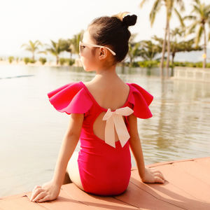 Bikini cho bé gái - Bộ đồ bơi đi tắm biển cho bé - Bộ đồ bơi bé gái tay cánh tiên nơ lưng cho bé từ 10kg đến 24kg