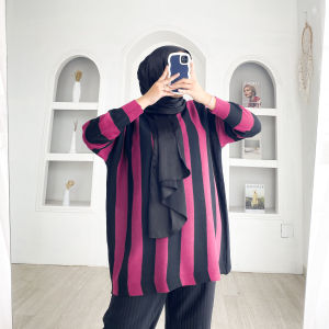 AERI TOP SALUR - FLOTTILICIOUS / blouse jumbo / oversize / big size / atasan knit rajut / korean style / fashion outfit / ootd hijab