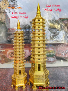 Tháp Văn Xương 13 Tầng Bằng Đồng Vàng Nguyên Chất Phong Thủy Cao 30cm 40cm - Biểu Tượng Của Trí Tuệ