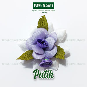 Bunga kain pita ungu lilac gold aksesoris Bros Bunga Souvenir Seserahan kelopak kuntum