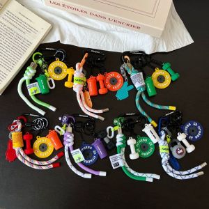 XINSU38 with D-shaped Buckle Fitness Series Pendant Colorful Mini Simulation Dumbbells Keyring Car Key Ornament Bag Charm Barbell Plates Key Chain Fitness Prople