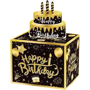 EZ MALL-30pcs Surprise Birthday Money Pull-Out Gift Box Gold Happy Birthday Cash Drawer Partyneeds Party Supplies Birthday Gift