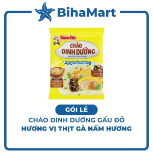 [GÓI LẺ] - ASIAFOODS - Cháo dinh dưỡng Gấu đỏ hương vị Thịt gà nấm hương Gấu Đỏ cháo thịt gà nấm hương Gấu Đỏ (60g/gói)