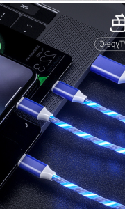 Dây Cáp Sạc Usb 3 Trong 1 Có Đèn LED Chất Lượng Cao Dành Cho Cổng Micro USB Type-C iPhone