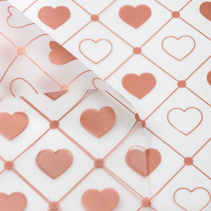 20 LEMBAR Kertas Buket Bunga Love Flower Wrapping Cellophane Motif Love Garis KB6104