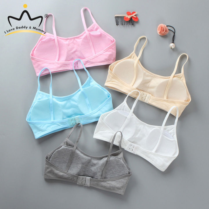 Ztexkee Girls' Stretchy Cotton Bralette 4PCS - White Racerback Training Sports Bra Set | Buy Now With Express International Delivery