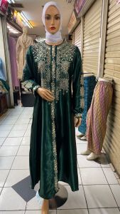 Gamis Wanita Terbaru Kekinian Viral  Bahan Satin Kristal Bordir dan Permata Payet Overaal Wanita