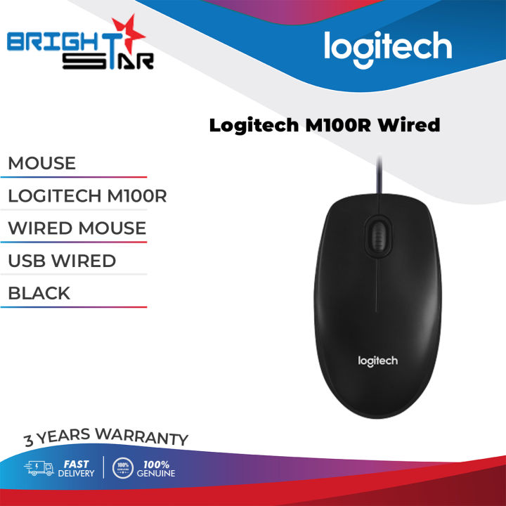 Logitech M100R Wired Mouse Black | Lazada