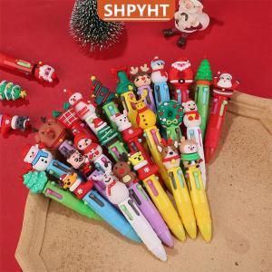 [COD] SHPYHT SPORTS 10pcs New Christmas Four-Color Ballpoint Pen Cute Elk Santa Claus Mini Gel Pen Handbook Pen Student Prize Gift