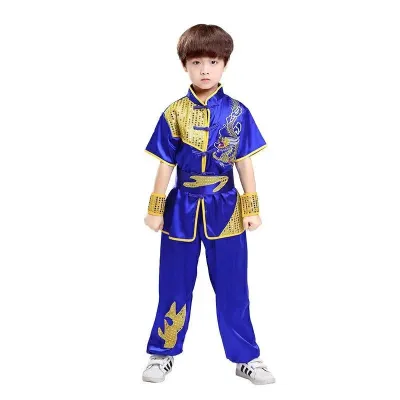 Traditional Chinese wushu clothing short sleeve tai chi uniform kungfu outfits New Year stage performance Hanfu top Pant Bet costumes