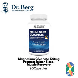 Dr. Berg Advanced Sleep & Recovery Magnesium Glycinate 120mg - Stress Relief & Muscle Soothing Capsules 90ct