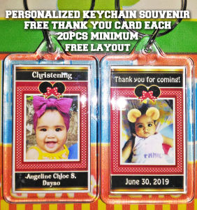MINNIE Personalized Keychain Souvenir Giveaways (FreeLayout-20pcs Minimum) party birthday christening baptism baby kids
