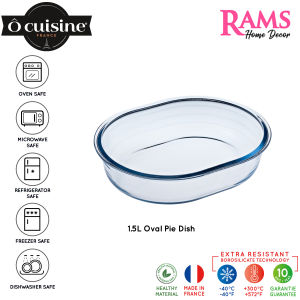 Ocuisine 1.5L Borosilicate Glass Oval Pie Dish / Ovenware / Bakeware /  Tableware / Microwave Safe / Bakeware Dishes - 23cm