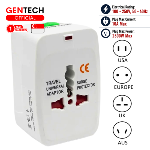 (SG) 🌎 GenTech Mini Universal Travel Adapter | For EU UK AU US CN Japan Plug | International Adaptor Wall Charger Plug Voltage Converter Multi Power
