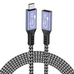USB C สายพ่วง USB C 4สาย PD240W & 8K60Hz วิดีโอความสามารถเหมาะสำหรับการเล่นเกมและสตรีมมิ่งวิดีโอประเภท C สาย
