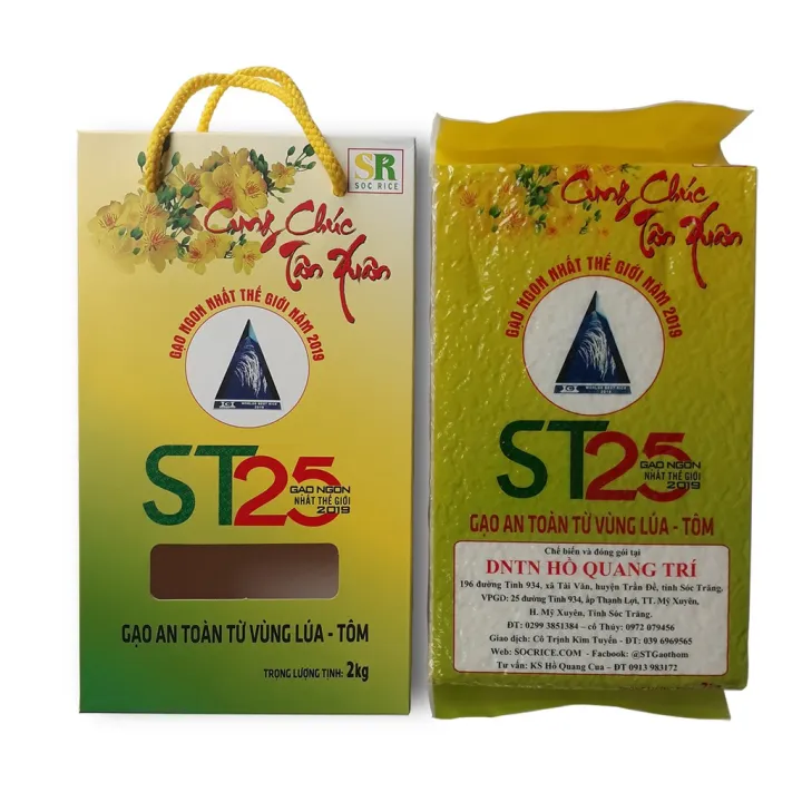 Gạo ST25 Lúa Tôm Hộp 2Kg - Gạo Ông Cua - Đặc Sản Sóc Trăng