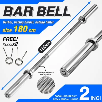 BG SPORT Barbell Rod Stick Alat Olahraga Fitness Angkat Besi 180Cm