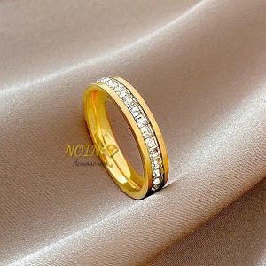 Cincin Full Diamond Titanium Untuk Wanita Super Simple Elegant Fashion