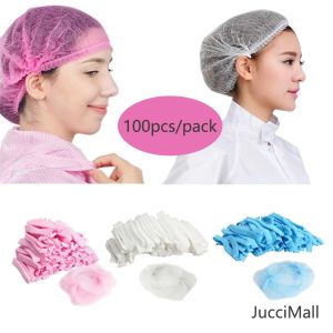 100 Pieces Disposable Double Ribs Hair Head Cover Cap Net Non Woven Cap 19/21inch