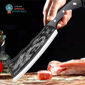 【Multifunctional】Stainless Steel Chefs Knife Handmade Forged Fish Head Shaped Kitchen Chop Bone Knife Meat Cleaver Cooking Cutter Knife