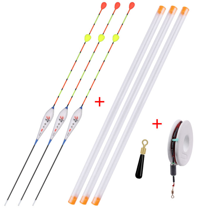 Cái/lốc 3 Cái Phao Có Đuôi Trượt + 3 Ống Phao + 1 Bộ Dây Câu + 1 Giá Đỡ Phao Dụng Cụ Câu Cá Phao Sông Hồ Nano Dụng Cụ Câu Cá