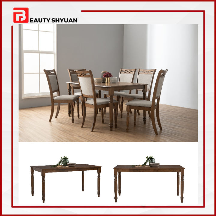 UNOSE 5 Feet Wood Dining Table 6 Seater Dining Table Dining Set 6