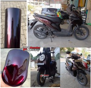 Sticker Scotlite Vinyl Premium Moonlight Red/Hitam Lembayung Merah Wrapping Motor/Mobil 50cm x 50cm
