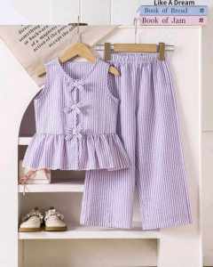 FREE SHIPPING & COD Casual Classy Elegant  Summer Wear GIRL Front Ribbon Top and Pants for Girl Kids - 2 to 14 years old   - classy and elegant - timeless classic  - timeless piece - casual office  party - classic piece - super kapal ng tela - hindi kay
